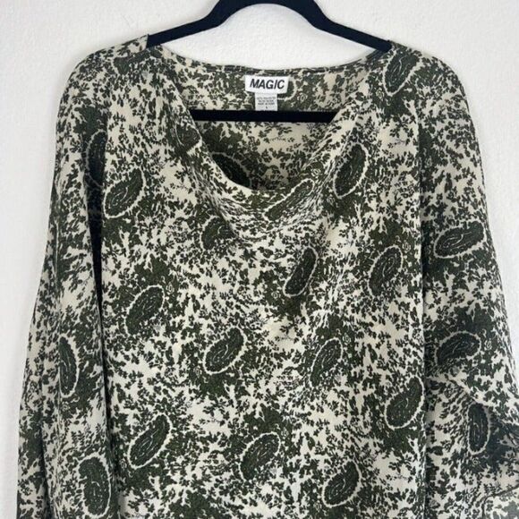 Vintage Magic Woman’s Tunic Paisley Green Bohemian Flared Sleeve Blouse Large - Picture 5 of 10